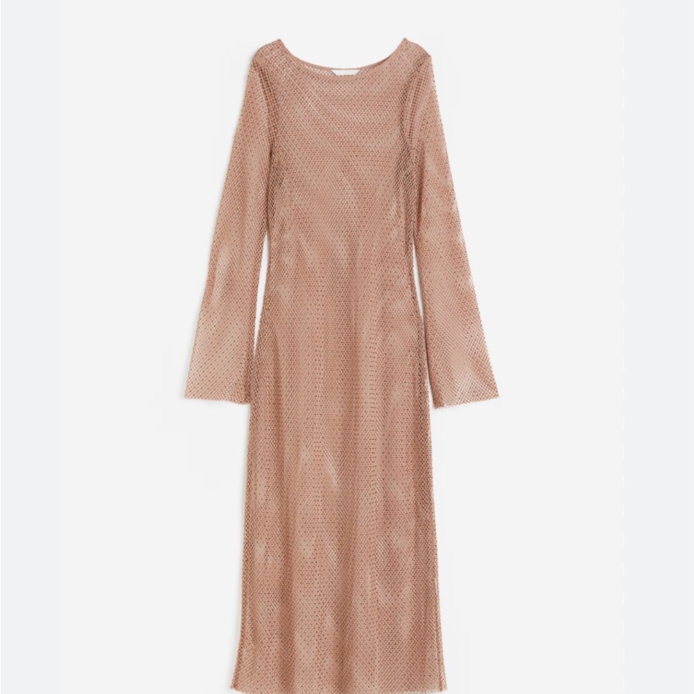 H&M Embellished rhinestone net maxi dress coverup